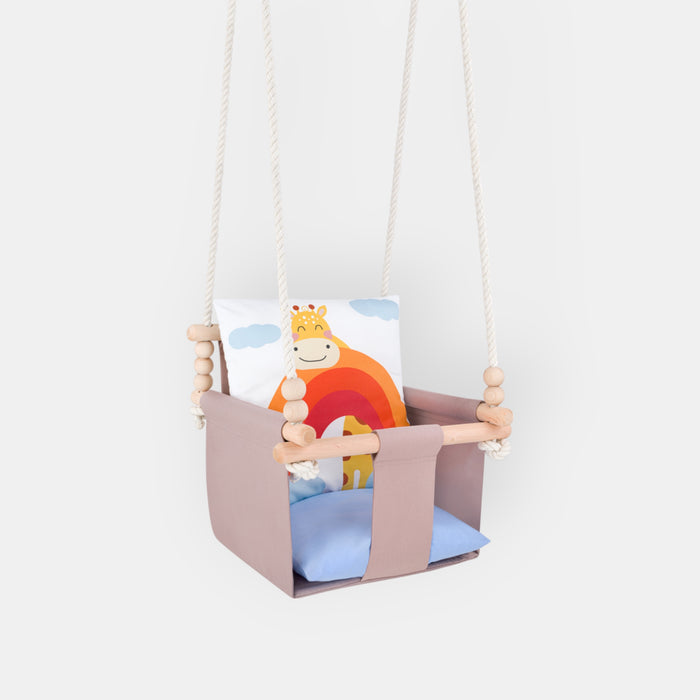 Babyschaukel mit doppelseitigen Baumwollkissen Giraffe-Motiv