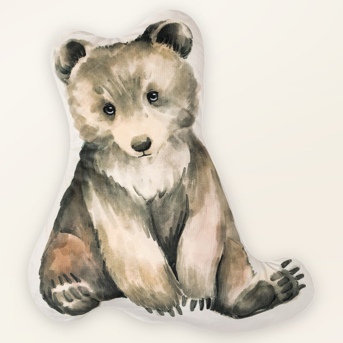 Dekokissen für Kinder Bär-Motiv ultraweicher Samt, Tierkissen in der Vorderansicht