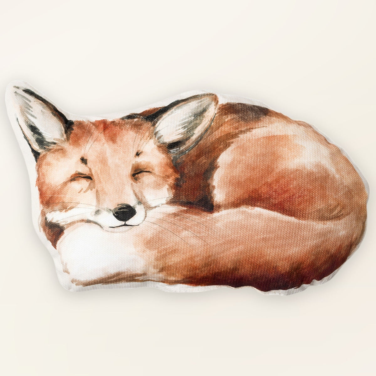 Dekokissen für Kinder Fuchs-Motiv ultraweicher Samt, Tierkissen in der Vorderansicht