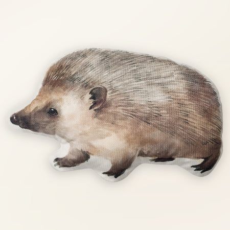 Dekokissen für Kinder Igel-Motiv ultraweicher Samt, Tierkissen in der Vorderansicht