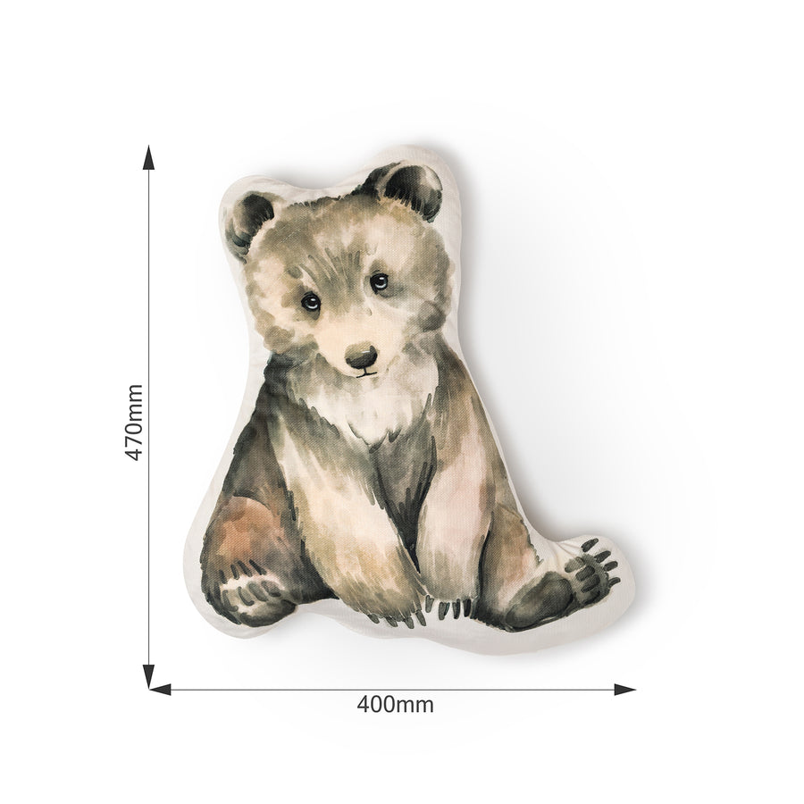 Maße Dekokissen für Kinder Bär-Motiv ultraweicher Samt: Breite 40 cm, Höhe 47 cm