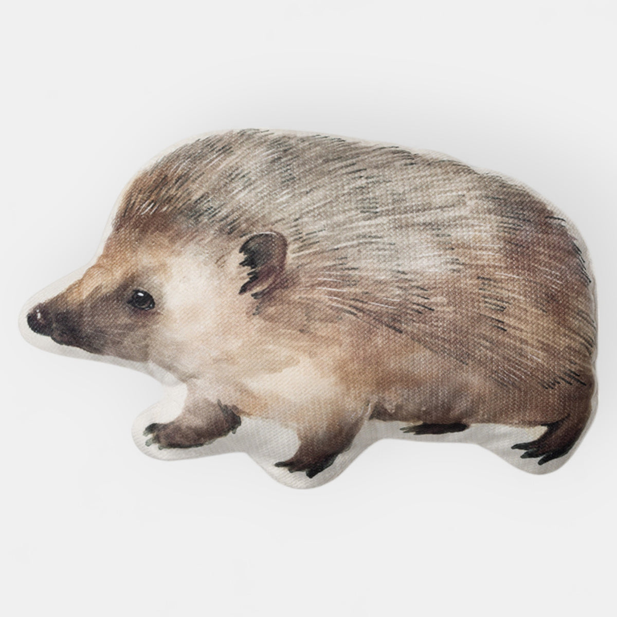 Dekokissen für Kinder Igel-Motiv ultraweicher Samt mit Gesamtansicht des illustrierten Motivs