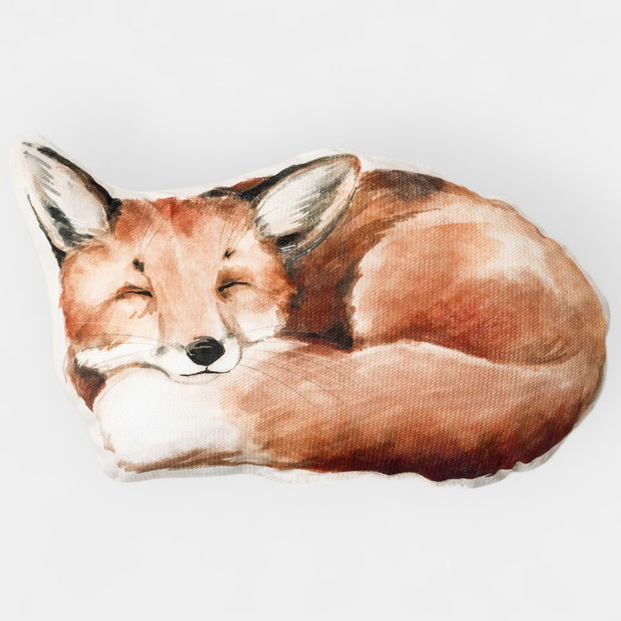 Dekokissen für Kinder Fuchs-Motiv ultraweicher Samt mit Gesamtansicht des illustrierten Motivs