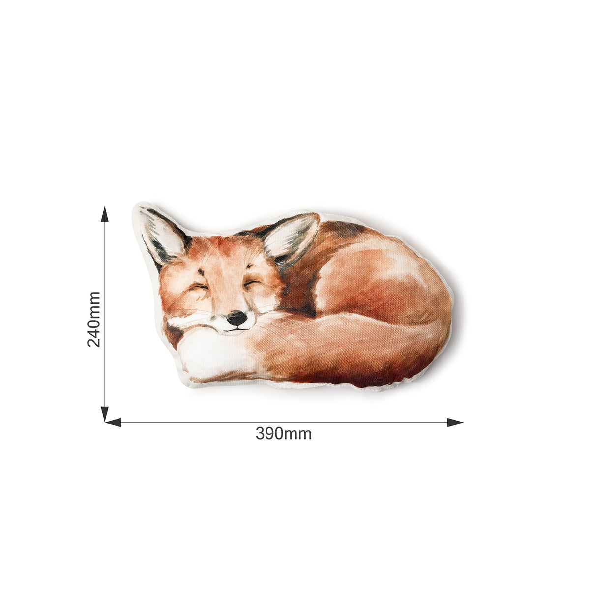 Maße Dekokissen für Kinder Fuchs-Motiv ultraweicher Samt: Breite 39 cm, Höhe 24 cm