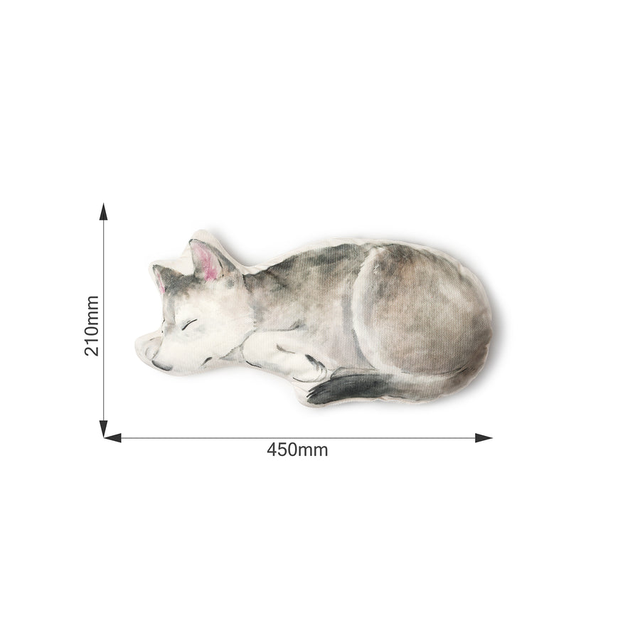Maße Dekokissen für Kinder Wolf-Motiv ultraweicher Samt: Breite 45 cm, Höhe 21 cm