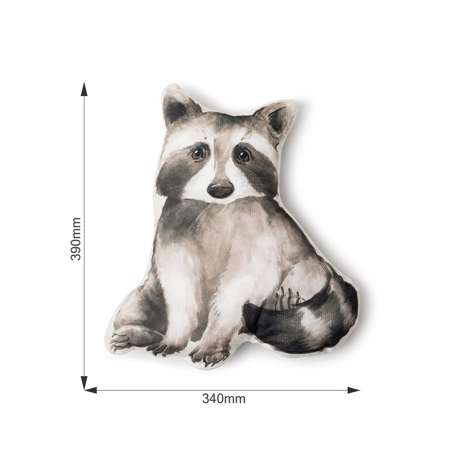 Maße Kinderkissen Waschbär-Motiv ultraweicher Samt für Kinder: Breite 34 cm, Höhe 39 cm