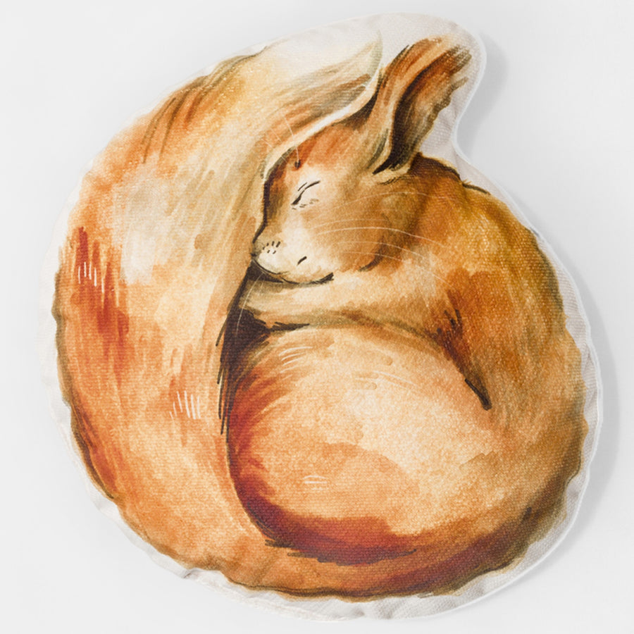Dekokissen für Kinder Eichhörnchen-Motiv ultraweicher Samt mit Gesamtansicht des illustrierten Motivs
