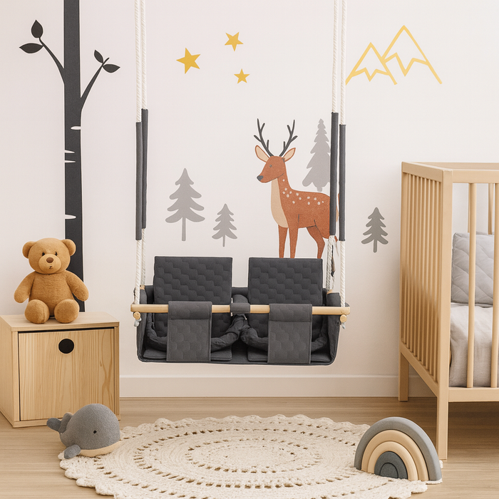 Wasserfeste Zwillingsschaukel Dunkelgrau